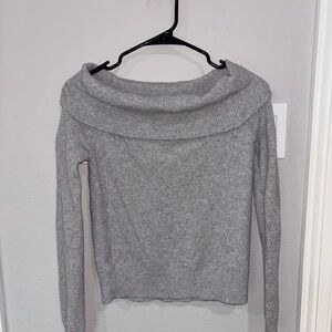 Forever 21 Gray Off-the-Shoulder Foldover Sweater